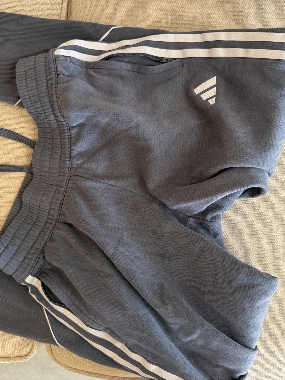 adidas Gray Sweat Joggers with White Stripes